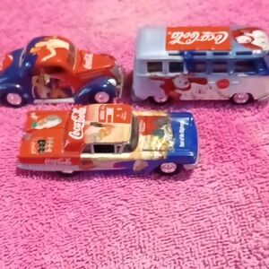 Coca-Cola Diecast Car Set - Red, Blue, White